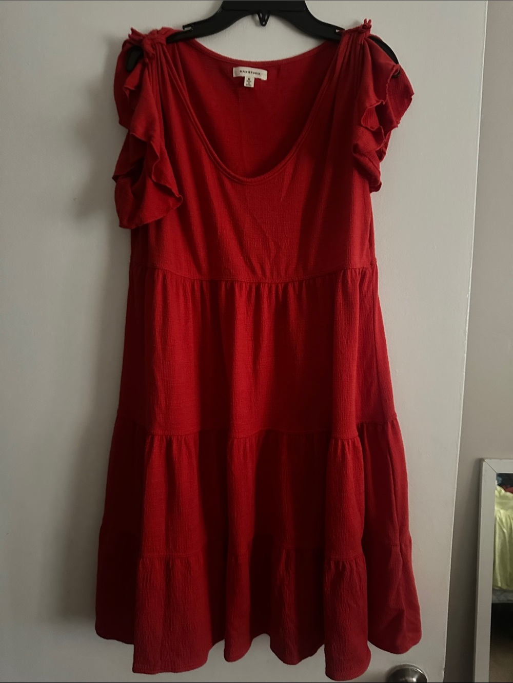 Soft surroundings Red Ruffle Sleeveless Tiered Dress